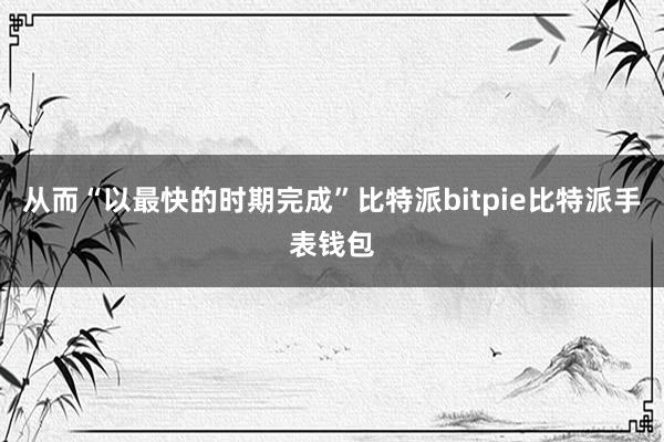 从而“以最快的时期完成”比特派bitpie比特派手表钱包