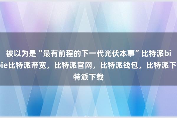 被以为是“最有前程的下一代光伏本事”比特派bitpie比特派带宽，比特派官网，比特派钱包，比特派下载