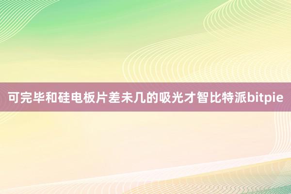 可完毕和硅电板片差未几的吸光才智比特派bitpie