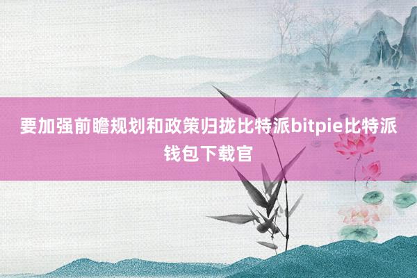 要加强前瞻规划和政策归拢比特派bitpie比特派钱包下载官