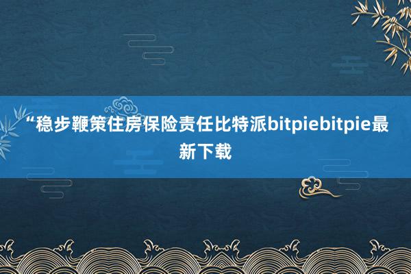 “稳步鞭策住房保险责任比特派bitpiebitpie最新下载