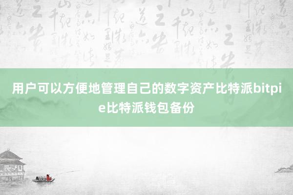 用户可以方便地管理自己的数字资产比特派bitpie比特派钱包备份