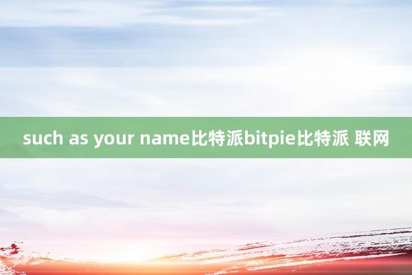 such as your name比特派bitpie比特派 联网