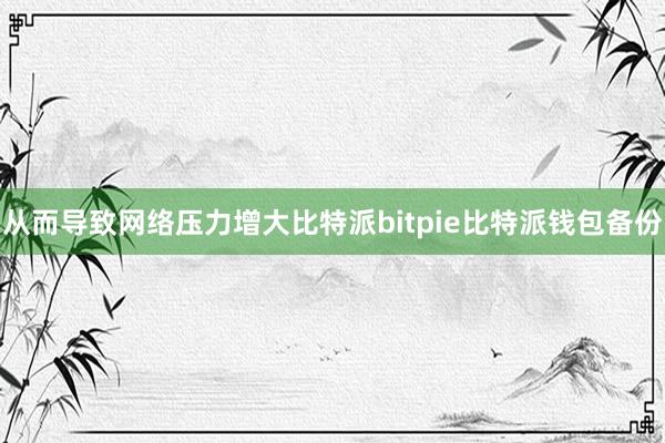 从而导致网络压力增大比特派bitpie比特派钱包备份