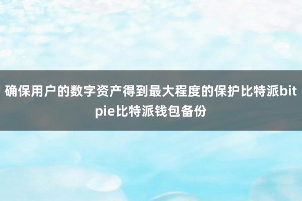 确保用户的数字资产得到最大程度的保护比特派bitpie比特派钱包备份