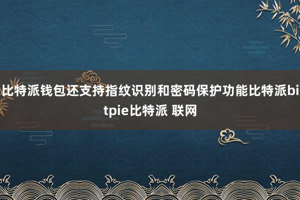 比特派钱包还支持指纹识别和密码保护功能比特派bitpie比特派 联网