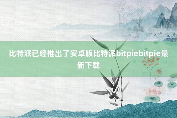 比特派已经推出了安卓版比特派bitpiebitpie最新下载