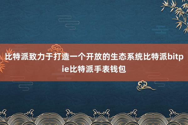 比特派致力于打造一个开放的生态系统比特派bitpie比特派手表钱包