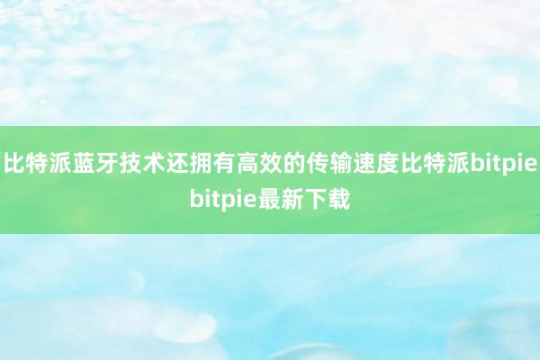 比特派蓝牙技术还拥有高效的传输速度比特派bitpiebitpie最新下载