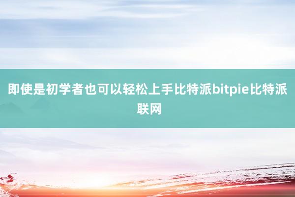 即使是初学者也可以轻松上手比特派bitpie比特派 联网